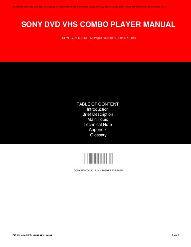 Sony dvd vhs combo player manual