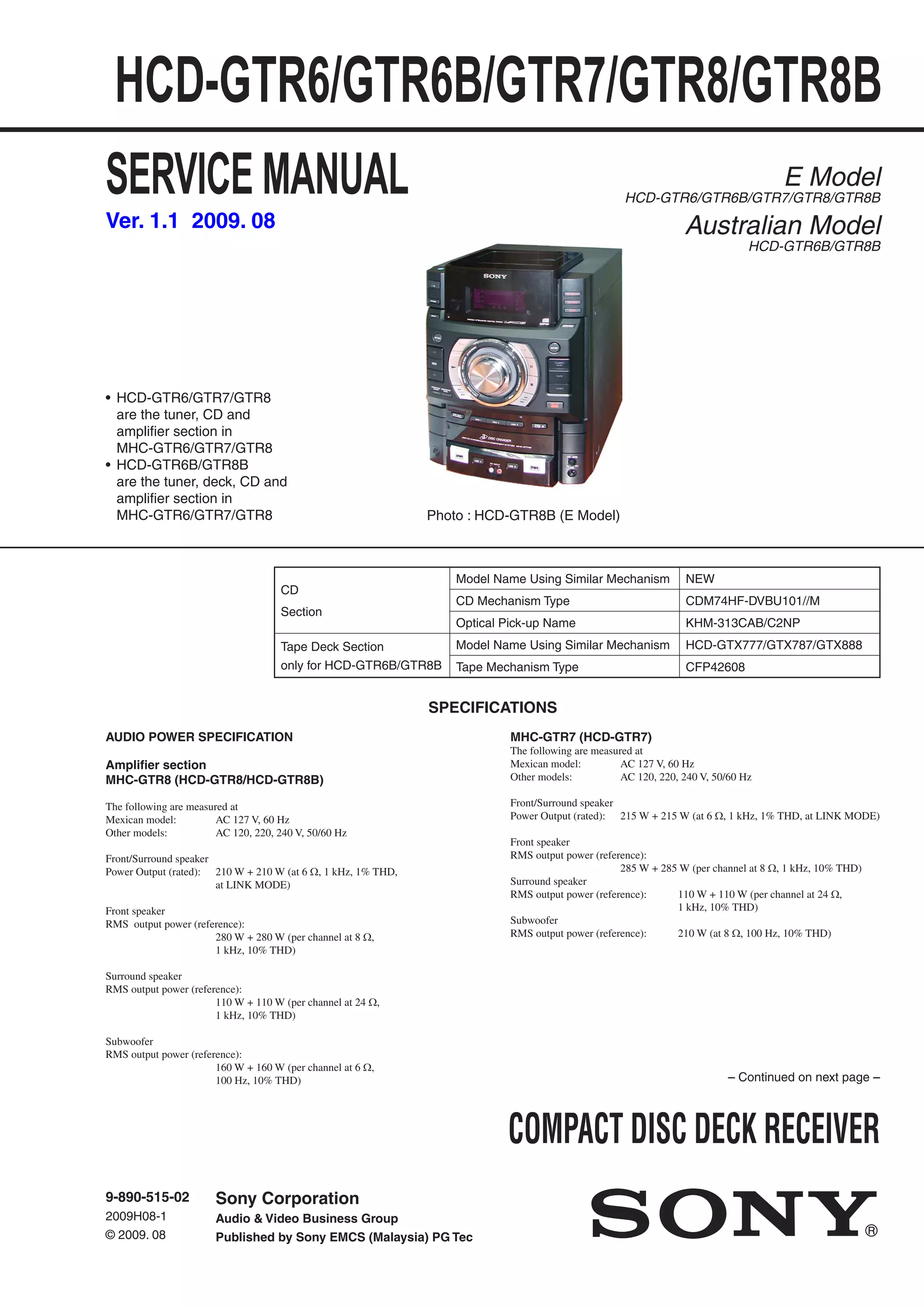 Sony hcd gtr6-hcd-gtr6b_hcd-gtr7_hcd-gtr8_hcd-gtr8b_ver.1.1 | PDF