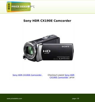 Sony HDR CX190E Camcorder




      Sony HDR CX190E Camcorder   Checkout Lowest Sony HDR
                                   CX190E Camcorder price




www.pricedekho.com                                      page:-1/9
 