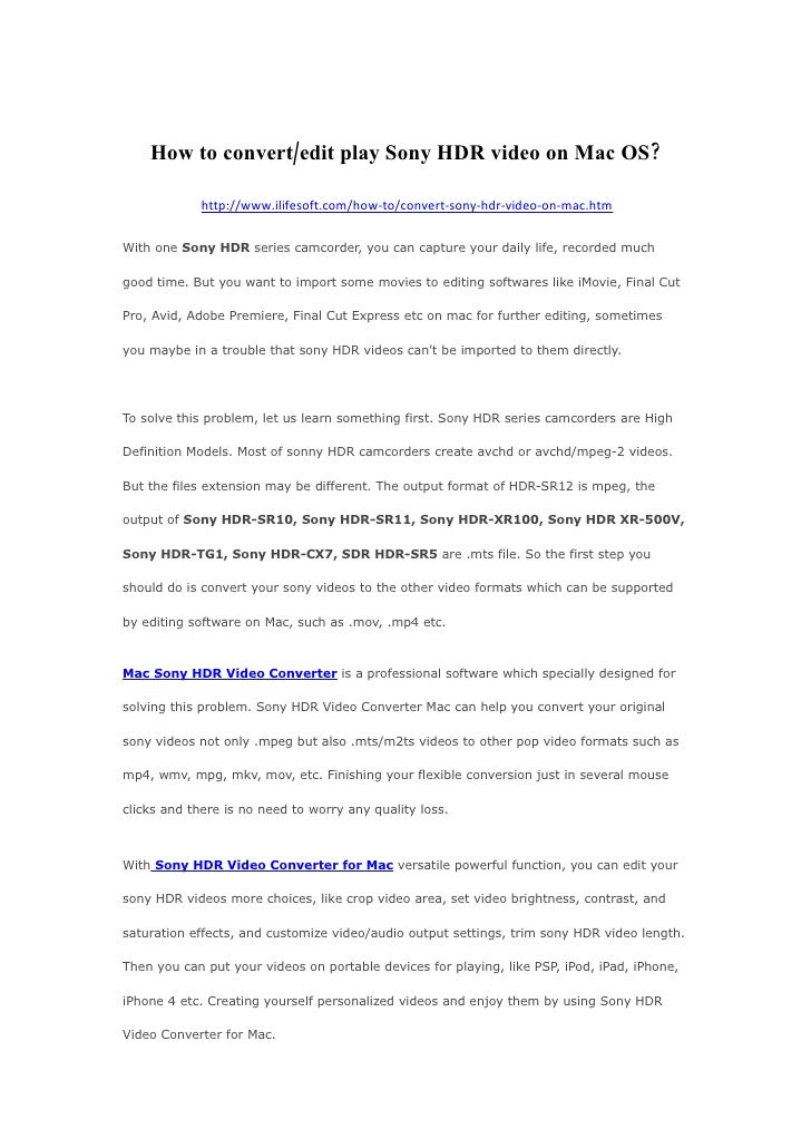 Sony hdr video converter