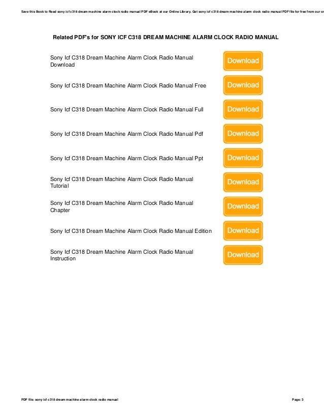 Sony icf c318 dream machine alarm clock radio manual