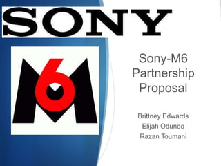 Sony-M6
Partnership
 Proposal

 Brittney Edwards
  Elijah Odundo
 Razan Toumani
 