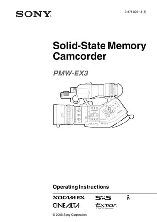 Sony PMW-EX3 Operation Manual | PDF