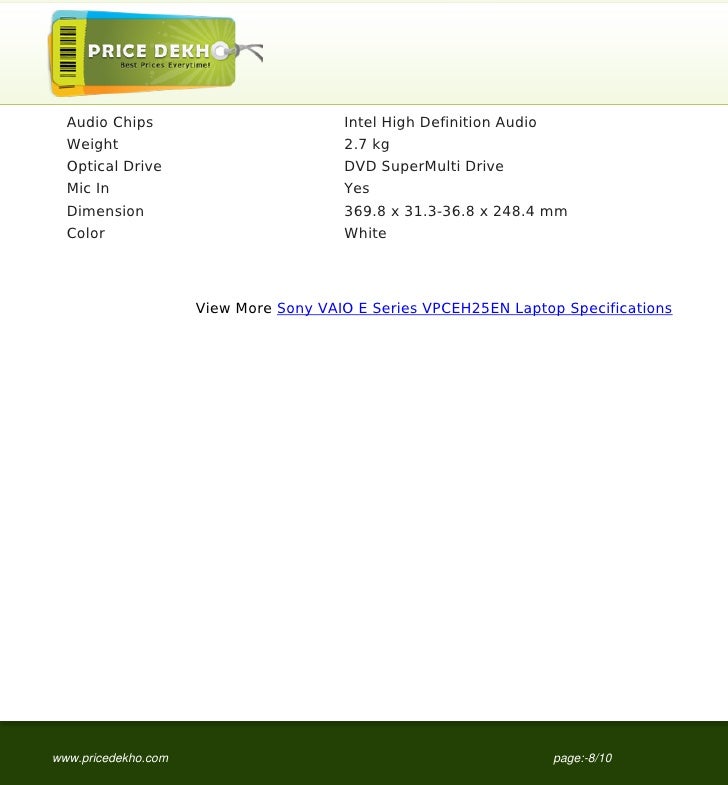 Sony Vaio E Series Vpceh25en Laptop