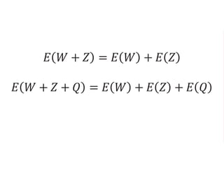 𝐸 𝑊 + 𝑍 = 𝐸 𝑊 + 𝐸 𝑍
𝐸 𝑊 + 𝑍 + 𝑄 = 𝐸 𝑊 + 𝐸 𝑍 + 𝐸 𝑄
 