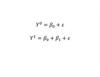 𝑌0 = 𝛽0 + 𝜀
𝑌1
= 𝛽0 + 𝛽1 + 𝜀
 