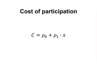 Cost of participation
𝐶 = 𝜌0 + 𝜌1 ∙ 𝑥
 