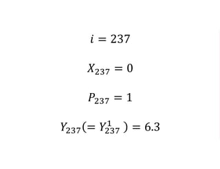 𝑖 = 237
𝑋237 = 0
𝑃237 = 1
𝑌237 = 𝑌237
1
= 6.3
 