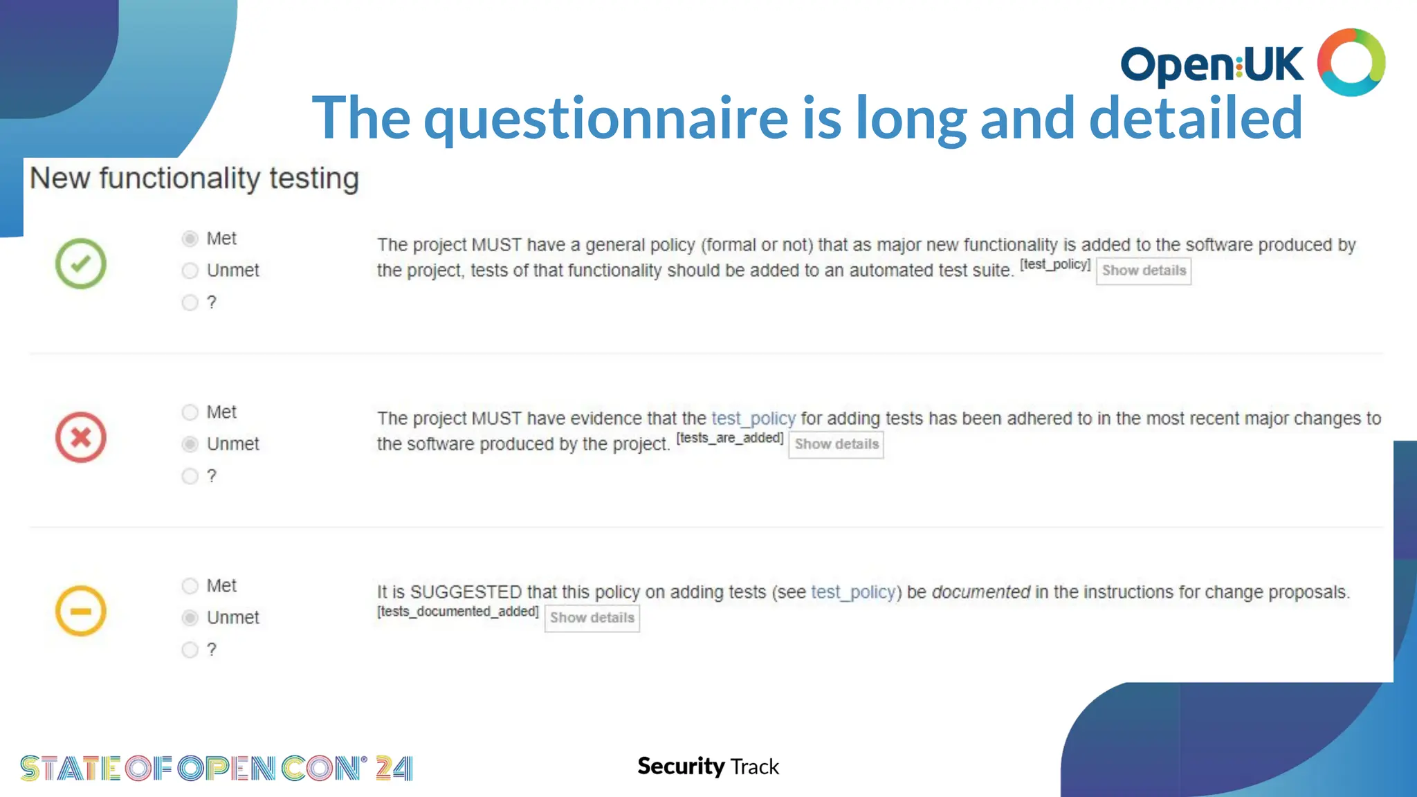 The questionnaire is long and detailed
 