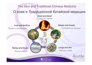 The Skin and Traditional Chinese Medicine
Heart and blood
Liver and tendons
Kidney and bones Lungs and skin
Spleen and mus...