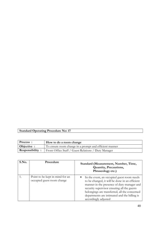 Room Upgrade Sop Examples Sop | DOC