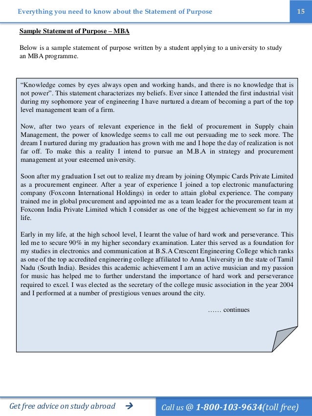 14 statement of purpose sample
