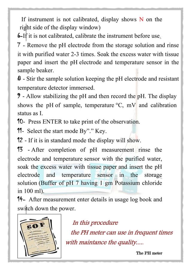 Sop for ph meter