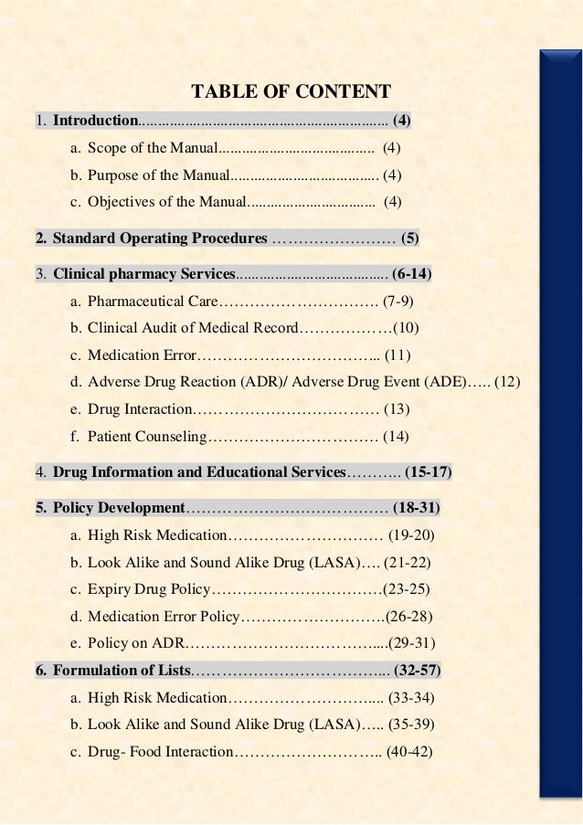 CLINICAL PHARMACY MANUAL