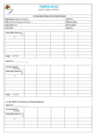 Hold Time Chart.pdf protocol-for-Hold-time-Study-of-Products | PDF