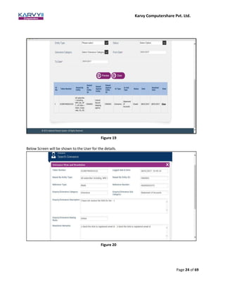 Karvy Computershare Pvt. Ltd.
Page 24 of 69
Figure 19
Below Screen will be shown to the User for the details.
Figure 20
 