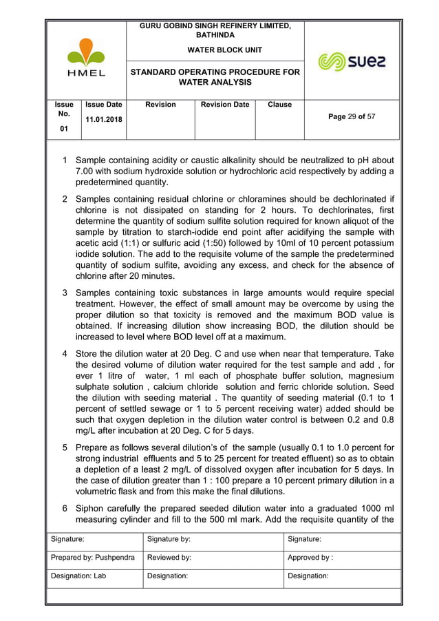 Sop Water Analysis 2 Pdf