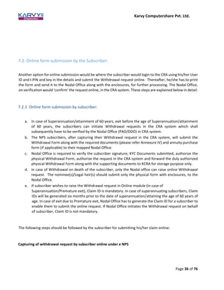 Nps Cra Form.pdf Standard Operating Procedure (SOP) for Exits/Withdrawals - KARVY NPS | PDF