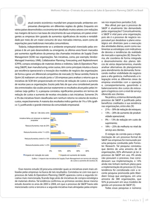 Melhores Práticas • O retrato do processo de Sales & Operations Planning (S&OP) no Brasil



                atual cenário econômico mundial tem proporcionado ambientes em-                                sas nos respectivos períodos [5,6].
                presariais divergentes em diferentes regiões do globo. Enquanto em                                 Mas afinal, por que o processo de
                                                                                                               S&OP é atualmente tão demandado
vários países desenvolvidos a economia tem desafiado muitos setores com reduções
                                                                                                               pelas organizações? Conceitualmente,
nas margens de lucro e nas taxas de crescimento de suas empresas, em países emer-                              o S&OP é vital para uma organização,
gentes as empresas têm gozado de aumentos significativos de receita e rentabili-                               pois ele é o processo de negócio res-
dade por meio de um maior consumo de seus mercados internos, assim como de                                     ponsável por desdobrar o plano estra-
exportações para tradicionais mercados consumidores.                                                           tégico em diretrizes para a execução
    Todavia, independentemente se o ambiente empresarial vivenciado pelas em-                                  das atividades diárias, assim como rea-
presas é de um país desenvolvido ou emergente, os últimos anos foram marcados                                  limentar as estratégias com indicativos
                                                                                                               de desvios e tendências da realidade
por aumentos significativos da presença das chamadas iniciativas de Supply Chain
                                                                                                               de mercado e operações [8]. Dessa for-
Management (SCM) nas organizações. Tais iniciativas, como, por exemplo, Vendor-                                ma, ele coordena de forma integrada
Managed Inventory (VMI), Collaborative Planning, Forecasting and Replenishment                                 o desenvolvimento dos planos táti-
(CPFR), compra estratégica de materiais diretos e indiretos, Sales & Operations Plan-                          cos de vários departamentos, visando
ning (S&OP), lean manufacturing, entre outras, têm como principais intuitos a busca                            analisar alternativas de planejamento
por excelência operacional e a inovação dos modelos de negócio das organizações                                para atendimento da demanda, forne-
de forma a gerar um diferencial competitivo de mercado [3]. Nesse sentido, Poirier &                           cendo melhor visibilidade do negócio
                                                                                                               para a alta gerência, melhorando a in-
Quinn [4] realizaram um estudo junto a 120 empresas para analisar o retorno que as
                                                                                                               tegração entre as diferentes áreas da
iniciativas de SCM têm proporcionado em termos de redução de custos e aumento
                                                                                                               empresa envolvidas com a operação
de receitas para as organizações. Exceto pelo fato de que uma considerável parcela                             e, conseqüentemente, garantindo o
dos entrevistados não soube precisar exatamente os resultados alcançados pelas ini-                            balanceamento dos custos de estoca-
ciativas (veja gráfico 1), a pesquisa constatou significantes proveitos em termos de                           gem e logísticos com o nível de serviço
redução de custos e aumento de receitas vinculadas a tais iniciativas. Somente 2%                              oferecido aos clientes.
e 3% das iniciativas foram classificadas sem nenhum retorno no volume de receita e                                 Na prática, a intensa demanda pelo
custos, respectivamente. A maioria dos resultados indica ganhos de 1% a 10% (gráfi-                            processo de S&OP é justificada pelos
                                                                                                               benefícios creditados à sua existência
co 1), justificando o grande interesse da comunidade empresarial.
                                                                                                               nas organizações, entre eles [9]:
                                                                                                               •	 21% − 30% de redução de estoques;
                                                                                           37%
                    Não sei / não estou certo
                                                                      19%                                      •	 13% − 20% de aumento de produti-
                                                                                                                   vidade operacional;
    Iniciativa falhou em alcançar os objetivos    2%
                     propostos                     3%                                                          •	 9% − 13% de redução em custo de
                                                                                                                   suprimento;
                                                     5%
            Reduziu/Aumentou mais de 20%
                                                   3%                                                          •	 18% − 25% de melhoria no nível de
                                                          8%
                                                                                                                   serviço aos clientes.
          Reduziu/Aumentou entre 11 e 20%
                                                               11%
                                                                                                                   O estágio da corrida para a imple-
                                                                      19%                                      mentação de um processo formal de
           Reduziu/Aumentou entre 6 e 10%
                                                                                         36%                   S&OP nas empresas foi mensurado por
                                                                                 29%
                                                                                                               uma pesquisa conduzida pelo Forres-
            Reduziu/Aumentou entre 1 e 5%
                                                                                28%                            ter Research. Tal pesquisa constatou
                                                                                                               que dentro de uma amostra de 28
                                             0%         10%          20%       30%         40%
                                                                                                               organizações, 82% afirmaram já ter o
           Impacto em redução de custo                     Impacto em aumento de receita                       processo de S&OP em uso, 4% ainda
                     Gráfico 1. Impacto das iniciativas de Supply Chain Management em termos de redução        não possuíam o processo, mas consi-
                                                                        de custos e aumento de receitas [4].   deravam sua implementação, e 14%
                                                                                                               ainda não tinham nenhum plano para
                                                                                                               a implementação do processo [2]. Essa
    Esse mesmo estudo [4] procurou entender quais as iniciativas eram mais uti-                                tendência foi corroborada com a re-
lizadas pelas empresas na busca de tais resultados. Constatou-se com isso que o                                cente pesquisa promovida pelo Aber-
processo de Sales & Operations Planning (S&OP) apareceu como a segunda ini-                                    deen Group que averiguou, em uma
ciativa mais mencionada, ficando logo atrás de iniciativas de compra estratégica                               amostra de 380 organizações, que
de materiais diretos. Tal evidência confirmou as primeiras versões desse mesmo                                 92% já possuíam em seus modelos de
estudo durante os anos de 2003 e 2004, em que o processo de S&OP havia sido                                    gestão um processo de S&OP [5].
mencionado como a terceira e a segunda iniciativa mais almejadas pelas empre-                                      Todas essas pesquisas e números



                                                                                                                                   Ano 1 • edição 5      69
 