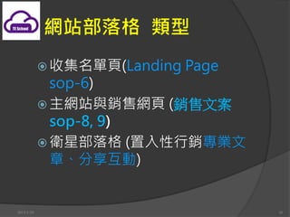 Wվ 
            ? ռ(Landing Page
              sop-6)
            ? Wվcҳ (Nİ
              sop-8, 9)
            ? lǲ (NI
              ¡)


2013/1/10                          16
 