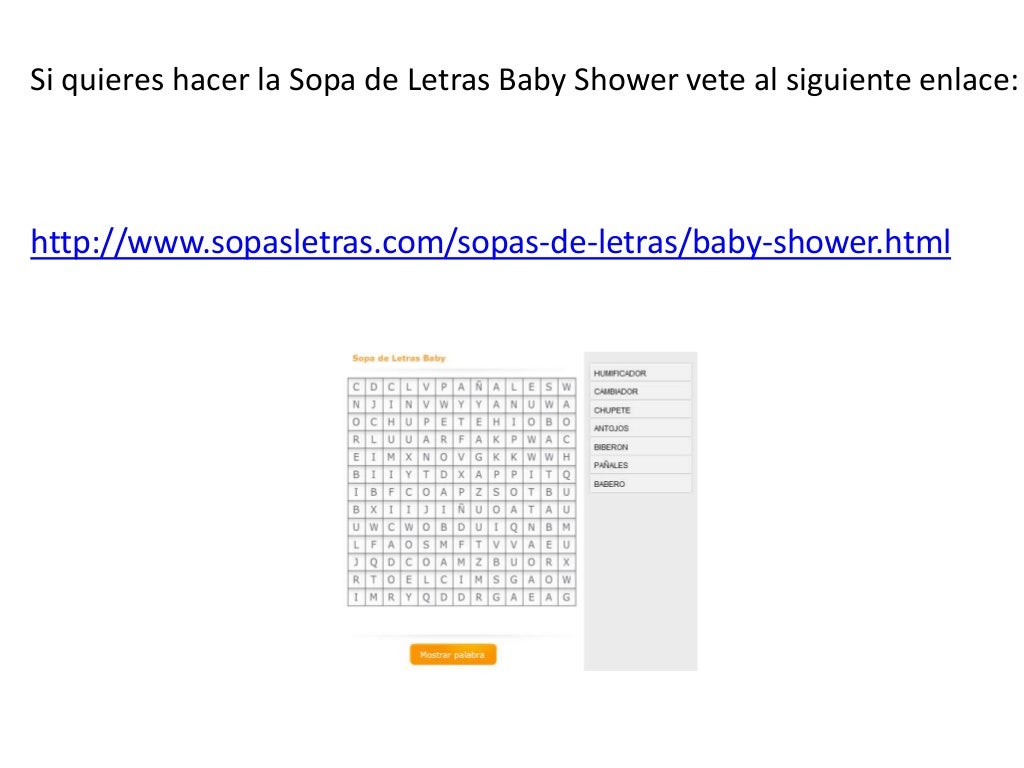 Sopa De Letras Baby Shower Sopa De Letras Baby Shower