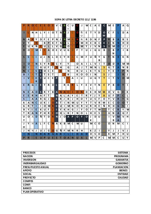 Sopa De Letra Decreto 111