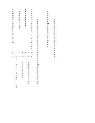 P P P
R P R R R
O R O O E
D O V D D
U M E U E
C O E C R S R
T C D T E E E
O I O O S M G
S O R C P P I
U N O O R S
S M N E T
T P S S R
I L A A O
T E B R S
U M I I S
T E L A A
O N I L N
T D E I
A A S T
R D A
I S R
N I T A R I O O I
C O
C R E D I T O I S
A A
T L
I R R E
O E A M
S C Z P
F U O R
I R N E
N S S S
A O O A
N S C R
C I I
I A A
E L L
R
O
 