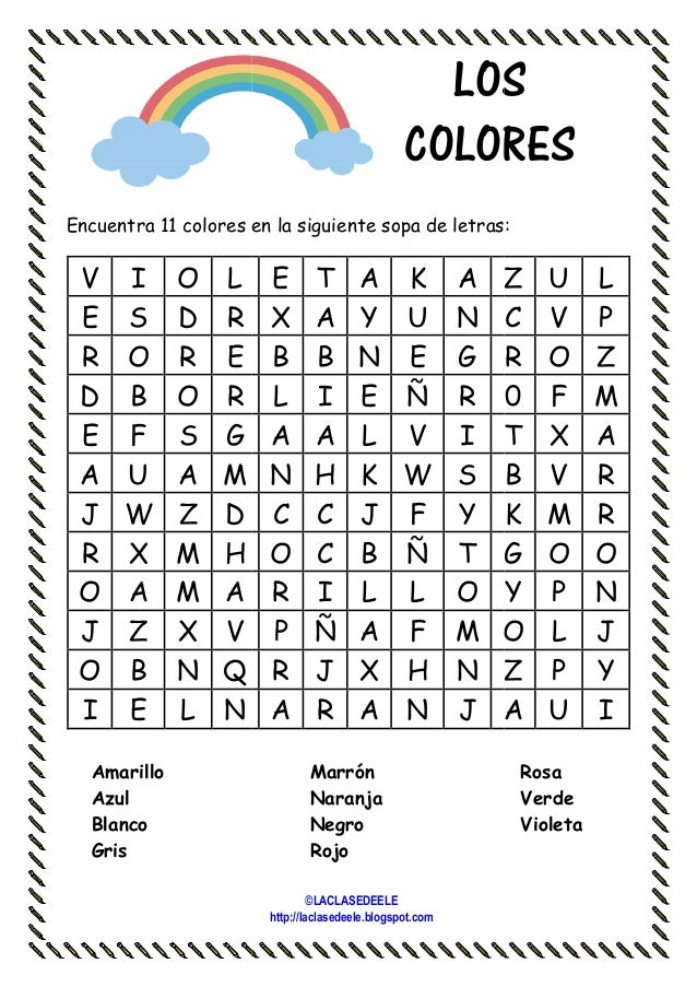 Sopa De Letras Colores