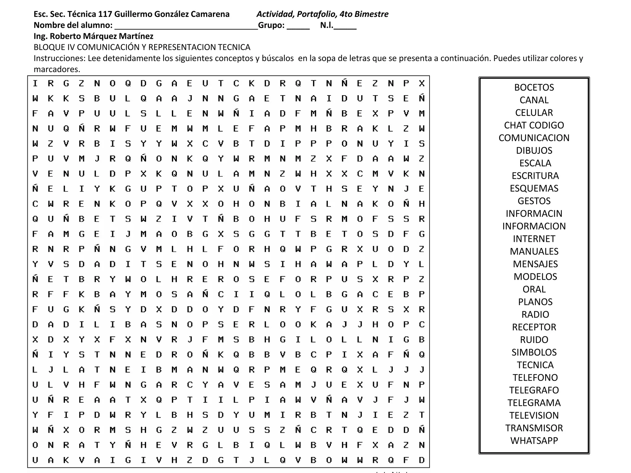 Sopa de letras comunicaicon tecnica | PPTX