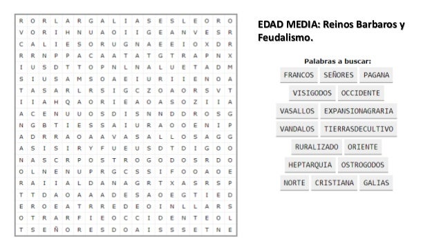 Sopa de letras edad media