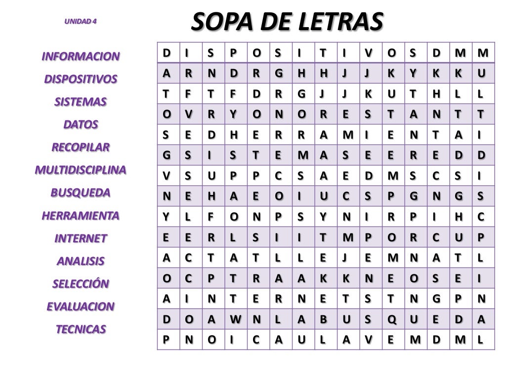 Sopa de letras unidades 1, 2, 3 y 4 (1)