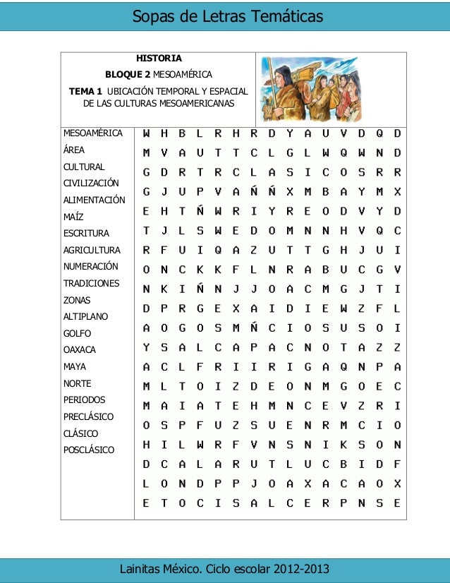 Resultado de imagen para sopas de letras sobre las primeras civilizaciones precolombinas de america