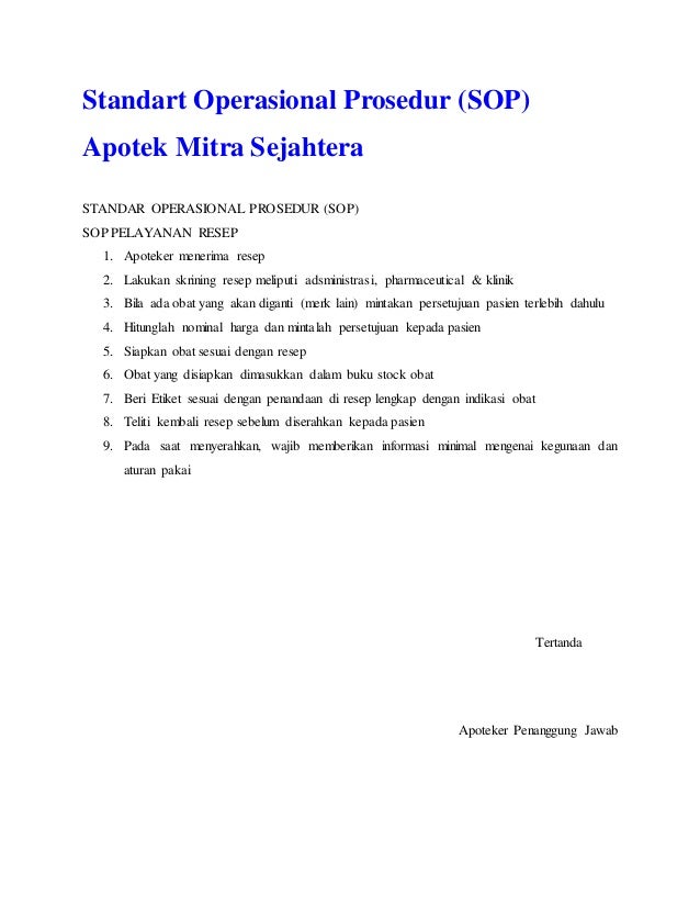 Contoh SOP Apotek