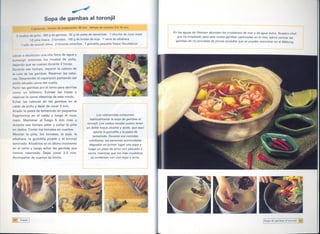 ~
                                Sopa de gambas al toronjil
                  4 personas. tiémpo
                                                                                                                  En las aguas de Vietnam abundan los crustáceos de mar y de agua dulce. Nuestro chef,
  2 muslos de pollo. 500 g de gambas.                 50 g de pasta de tamarindo.     1 chorrito de nuoc mam
                                                                                                                    que ha empleado para esta receta gambas capturadas en el mar, adora cocinar las
                1/2 piña fresca. 2 tomates. 100 g de brotes de saja. 1 rama de albahaca
                                                                                                                   gambas   de río provistas de pinzas azuladas que se pueden   encontrar en el Mékong.
        1 tallo de toronjil chino. 2 limones amarillos. 1 guindilla pequeña fresca (facultativo)


Llevar a ebullición           una olla liena de agua y
sumergir        entonces       los muslos        de polio,
dejando     que se cuezan durante 2 horas.
Durante     ese tiempo, separar la cabeza de
la cola de las gambas.             Reservar      las cabe-
zas. Desprender  el caparazón partiendo                    del
anilio situado cerca del cuello.
Partir las gambas por el lomo para abrirlas
como       un    billetero.     Extraer    las    tripas     y
reservar la carne obtenida de este modo.
Echar      las cabezas         de las gambas          en el
caldo de polio y dejar de cocer 3 mino
Añadir la pasta de tamarindo en pequeños                         r
                                                                 ¡          Los vietnamitasconsumen
fragmentos en el caldo y luego el nuoc                           I
mamo       Mantener        al fuego       5 min     más      y          habitualmente la sopa de gambas al
durante     ese tiempo
                     pelar y cortar la piña                           toronjil. Los caldos locales suelen tener
en dados. Cortar los tomates en cuartos.                             un doble toque picante y ácido, que aquí
                                                                           aporta la guindilla y la pasta de
Mezclar la piña, los tomates,                 la soja, la                 tamarindo. Durante sus comidas
albahaca, la guindilla picada y el toronjil                            cotidianas, las personas acomodadas
laminado. Añadirlos en el último momento
                                                                       degustan en primer lugar una sopa y
en el caldo y luego echar las gambas que                              luego un plato de arroz con pescado o
hemos       reservado.         Dejar cocer 2-3 mino                   carne, mientras que los más modestos
Acompañar         de cuartos de limón.                                  se contentan con una sopa y arroz.




~62~ Sopas I                                                                                                                                                                      Isopa de gambas   al toronjil ;63J
 