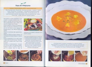 ~
                                Sopa de Villajoyosa
                4 person<Js

     100 g de gambas enteras.     50 g de rape. 25 g de gambas peladas.      1 zanahoria.   1 cebolla
         1 puerro.   20 g de arroz. 5 el de brandy . 1 cucharadita   de concentrado   de tomate
         1 gota de anisado.     una pizca de hebras de azafrán" 10 cl de aceite de oliva" sal
      caldo concentrado    de pescado: cabezas, pieles y espinas de pescado de roca. 1 puerro
                      1 tallo de apio. 1 tomate.   decoración (opcional): cebollino
                                                                                                         r
                                                                                                                                                                           lB
Para preparar el caldo concen"trado, trocee
el puerro, el tomate y el tallo de apio. Pón-
galos en una olla, con los recortes de pes-
cado. Cúbralo todo con agua y déjelo cocer
unos 20 minutos. Cuele el caldo.
Corte la zanahoria, el puerro y la cebolla en
dados muy pequeños. Sofríalos en un cazo
con 10 cI de aceite de oliva. Agregue las
gambas enteras y sale. Maje las hebras de
azafrán.
Vierta 5 cI de brandy. Bata ligeramente y              Villajoyosa en los platos y decórela con el
mezcle.
                                                       cebollino picado.
Añada las hebras de azafrán majadas y el
concentrado de tomate. Mezcle y vierta el
                                                        Esta sopa de pescadores lleva el nombre de
arroz.
                                                        la pequeña localidad de Villajoyosa, situada
Cubra la preparación con el caldo colado                 a unos kilómetros de Alicante, en el litoral
y déjela cocer unos 20 minutos. Tritúrela y                mediterráneo. Sumamente popular, este
pásela por el colador chino. Corte el rape               plato de sabor excepcional es típico de esta
en trozos.                                                   región donde abundan los productos
                                                          marinos. Fácil de realizar, esta preparación            El ajo sigue siendo un producto irremplazable en su repertorio culinario.
Rectifique la condimentación. Incorpore
                                                          hace honor al rape, un pescado apreciado           Muy apreciada por su característico sabor, esta planta bulbosa se cultiva sobre todo
los trozos de rape y las gambas peladas.                                                                      en Castilla, en Las Pedroneras. En esta aldea de unos 6.500 habitantes casi todos
Prosiga la cocción 2 minutos. Vierta una                   sobre todo por su carne firme y fina que
                                                                                                                     los lugareños viven directa o indirectamente de este "oro blanco".
                                                                 recuerda a la del bogavante.
gota de anisado. Sirva la sopa de




[12 SopasI
                                                                                                                                                                                  ISopade Villajoyosa~
                                                                                                                                                                                                    I
 