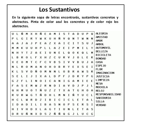 Resultado de imagen para SOPA DE LETRAS CON SUSTANTIVOS