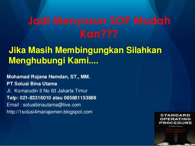 Menyusun Standard Operating Procedure (SOP) Sesuai KPI 
