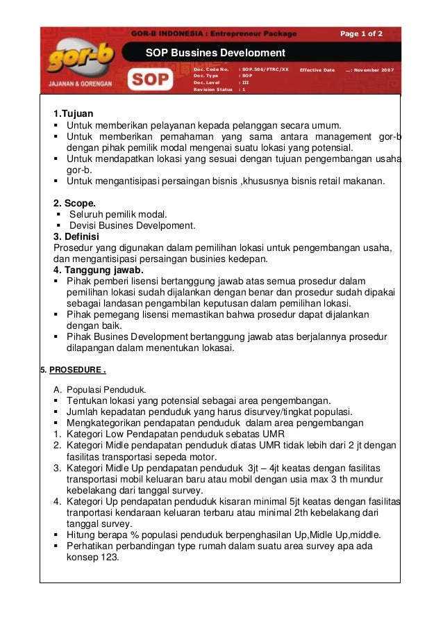 Contoh SOP business development