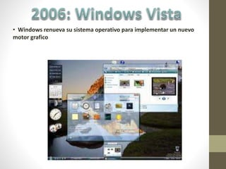 • Windows renueva su sistema operativo para implementar un nuevo
motor grafico
 