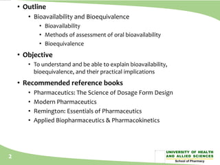Comprehensive Overview of Bioavailability and Bioequivalence in ...