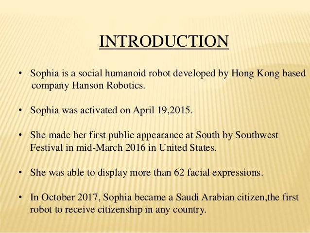 sophia robot ppt