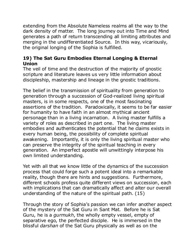 Sophia S Passion Sant Mat And The Gnostic Myth Of Creation