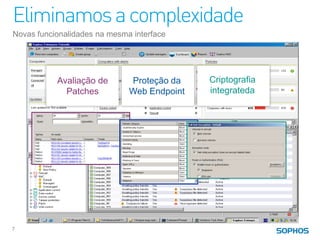 Por que mudar
Para familializar os produtos Sophos




                Nomes: Sinais e avisos fáceis de entender

                Licenciamento: oferece opções que se encaixam às
                  necessidades dos clientes

                Add-ons: cria oportunidades para up-sell e cross-sell

              • Preços: mais valor, economia e opções mais flexíveis de
                produtos - sem aumento de preço
 