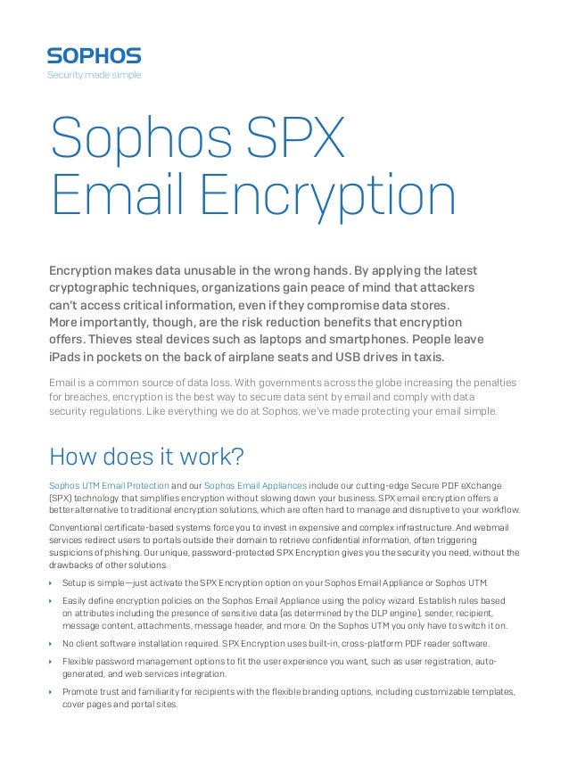 Sophos SPX Email Encryption Sinteza Co