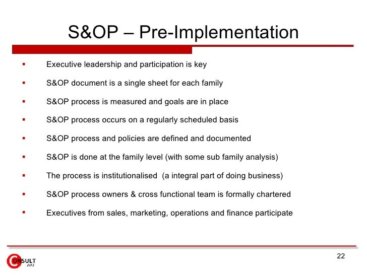 S Op Implementation Roadmap