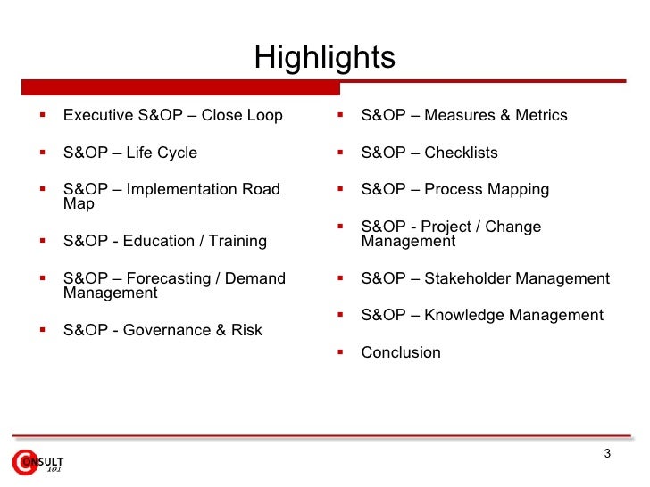 S Op Implementation Roadmap S Op Implementation Roadmap