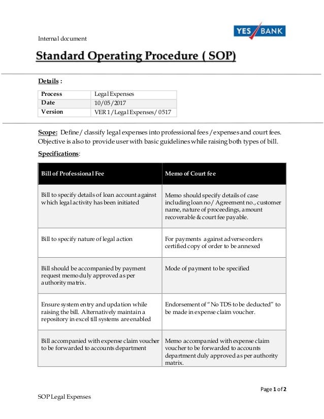 SOP Legal Expenses