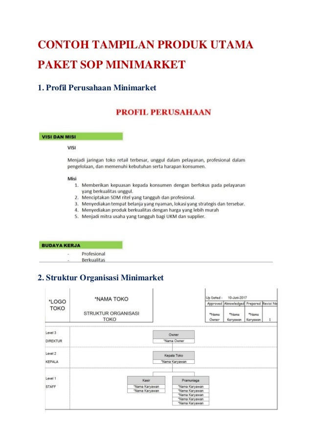 Standar Operating Prosedur (SOP) minimarket