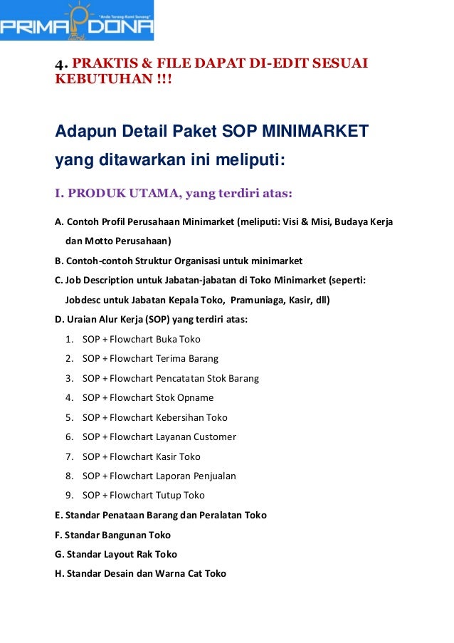 Standar Operasional Prosedur (SOP) Minimarket (Toko Retail 