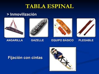 TABLA ESPINAL ANGARILLA   GAZELLE EQUIPO BÁSICO PLEGABLE Fijación con cintas > Inmovilización 